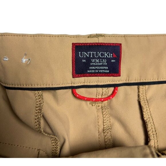 UNTUCKit Pants Chancellor Tan Flat Front Performance Striaght Fit Men's 36x31 - Picture 5 of 7